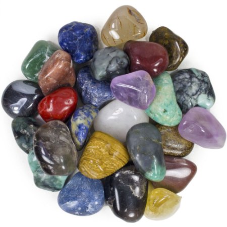 2 Pounds Brazilian Tumbled Polished Natural Stones Assorted Mix - Medium Size - 1" to 1.5" - Average 1.25"