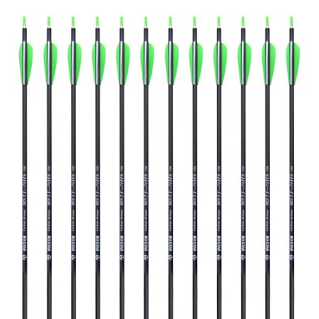 MUSEN High Quatity 30-Inch Carbon Archery Target Practice Arrows for Recurve or Compound Bow(12 Pack)