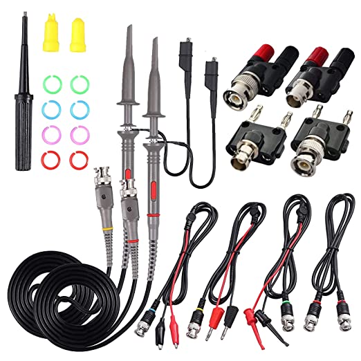 Universal Oscilloscope Probe with Accessories Kit 100MHz Oscilloscope Clip Probes with 4 Type BNC Kits