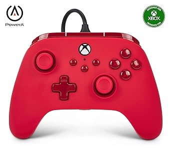 PowerA Advantage Wired Controller for Xbox Series X|S - Red, Xbox Controller with Detachable 10ft USB-C Cable, Mappable Buttons, Trigger Locks and Rumble Motors, Officially Licensed for Xbox