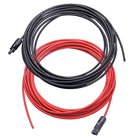 SUNER PWOER 10 AWG Solar Panel Extension Cable Wire Kits with Waterproof MC4 Female and Male Connectors- 30FT Red   30FT Black