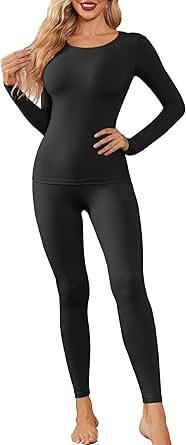 Ekouaer Womens Thermal Underwear Sets Long Johns Long Sleeve Base Layer Pajama Top and Leggings Set Cold Weather S-XXL