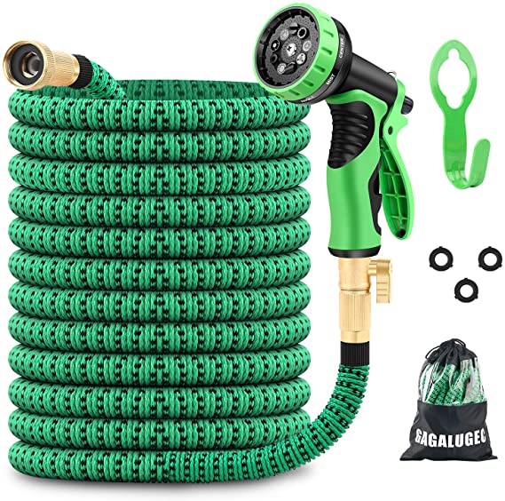GAGALUGEC 50ft Expandable Garden Hose with 9 Function Nozzle, Leakproof Lightweight Retractable Water Hose with Solid Brass Fittings, Extra Strength 3750D Durable Gardening Flexible Hose Pipe