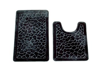 Bednlinens 2 Piece Set Black Non-slip Memory Foam Bath Mat