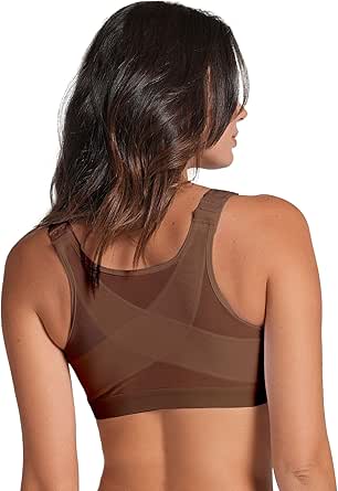 Leonisa Front Closure Posture Corrector Full Coverage Bra - Wireless Back Support Bras for Women