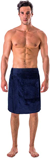 Turkish Cotton Terry Velour Adjustable Body Wrap Towel (Towel Wrap, Navy Blue)