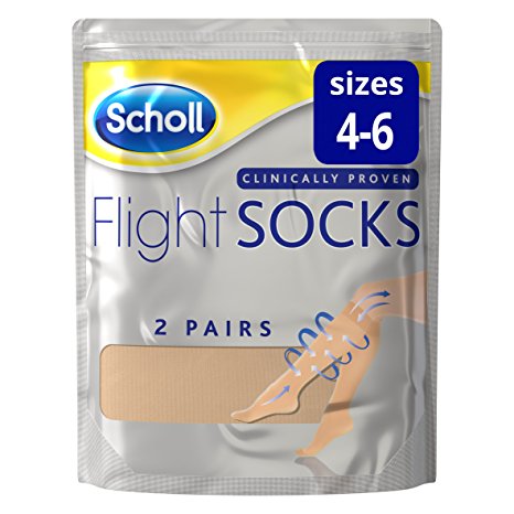 Scholl Flight Socks Sheer 2 Pairs Shoe - Sizes 4-6, Natural