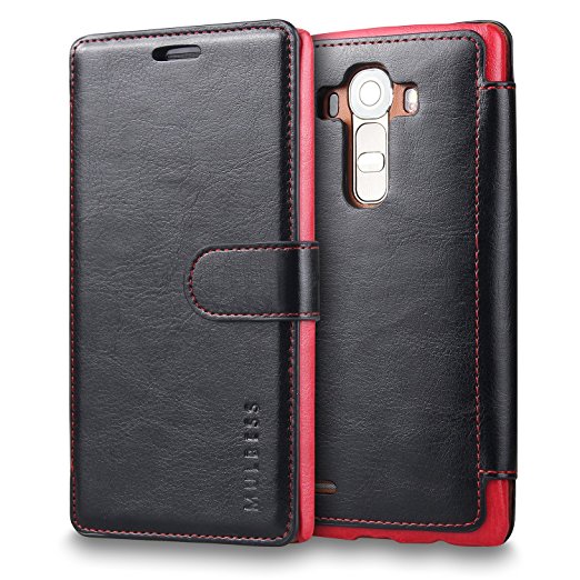 LG G4 Case Wallet, Mulbess [Layered Dandy][Card Slot Vintage Series] LG G4 Wallet Case [Black] [Flip][Slim Fit][Wallet]- Premium Soft PU Leather Wallet Cover - Folio Flip Leather Case for LG G4 H815 Devices