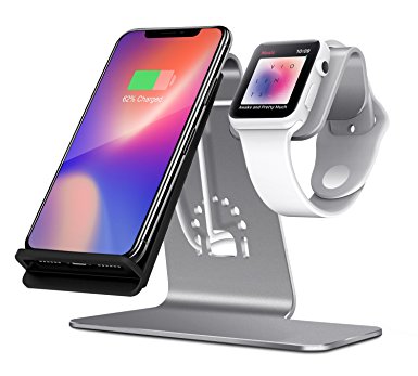 Bestand 2 in 1 Apple Watch Stand Holder & Qi Wireless Charger Charging Stand for iPhone X / iPhone 8 / 8 plus / Samsung Galaxy S8 Note 8 and All Qi-Enabled Devices (Grey)