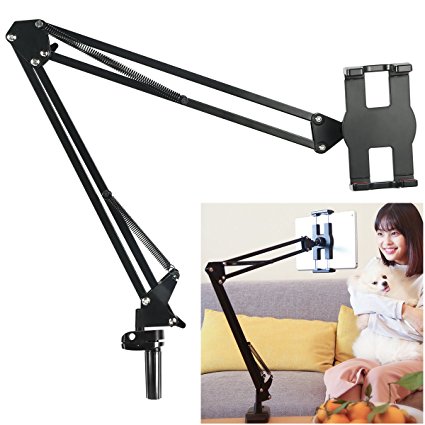 Benks Lazy iPad Mount, Table Holder, Universal Long Arm Mobile Phone Bracket, Flexible gooseneck clamp Stand for Live Stream, Desk, Bed, Kitchen, Office (Support 4-12.9 Inch Cell Phone and Tables)