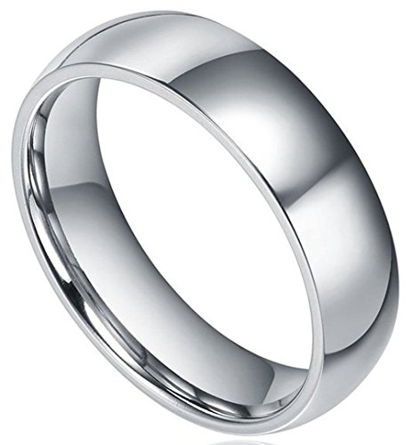 King Will BASIC Men's 6mm High Polished Comfort Fit Domed Tungsten Carbide Ring Wedding Band