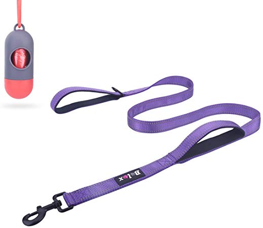 Bolux 5ft Dog Leash, Heavy Duty Rope Leash with 2 Padded Handle – Pet Training Lead with 3M Reflective Double Handle for Traffic Control Safety, Perfect for Large Medium or Small Dog
