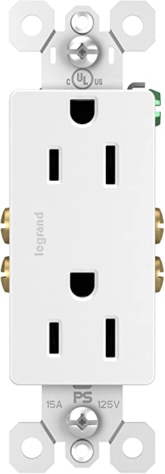 Legrand radiant 15 Amp Receptacle Decorator Outlet, White, 885WCC21