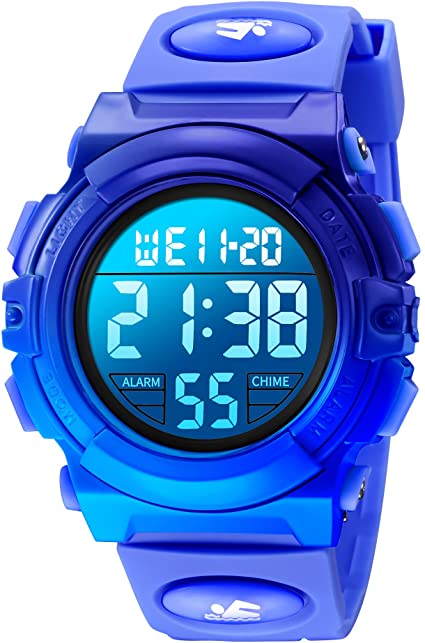 Kids Watch,Boys Watch for 6-15 Year Old Boys,Digital Sport Outdoor Multifunctional Chronograph LED 50 M Waterproof Alarm Calendar Analog Watch for Children with Silicone Band