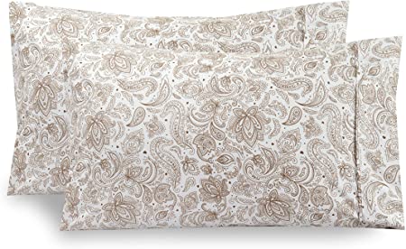 Elegant Comfort Luxury Ultra-Soft 2-Piece Pillowcase Set 1500 Thread Count Egyptian Quality Microfiber Double Brushed-100% Hypoallergenic-Wrinkle Resistant, Standard Size, Paisley Pattern Gray