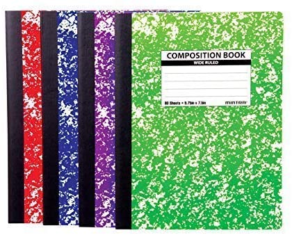 Mintra Office Composition Notebooks (Assorted Marble Comp - Wide Ruled, 4 Pack)