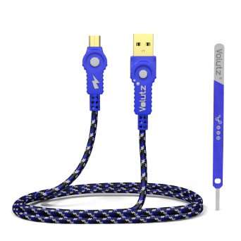 Micro USB Cable Volutz Cableogy Series 33ft  1m Nylon Braided Gold-Plated and Turbo-Fast Micro-USB to USB for HTC Samsung Nokia LG Motorola Google MP3 Bluetooth devices and More Blue