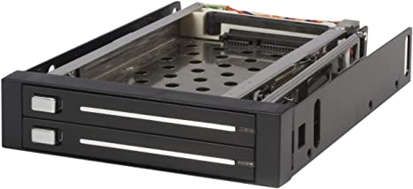 StarTech.com 2 Drive 2.5in Trayless Hot Swap SATA Mobile Rack Backplane - Dual Drive SATA Mobile Rack Enclosure for 3.5 HDD (HSB220SAT25B), Black