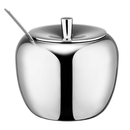 HardNok Stainless Steel Sugar Bowl with Lid and Sugar Spoon, 16.9 Ounces (500 Milliliter)