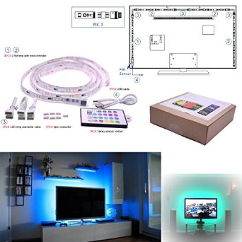 Pangton villa (TM) 4*500mm colour changing USB LED TV back light -mood light kit with IR remote control led strips