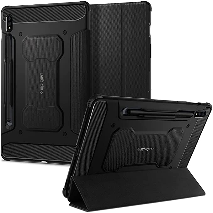 Spigen Rugged Armor Pro Case Compatible with Samsung Galaxy Tab S8 and Compatible with Galaxy Tab S7 - Black