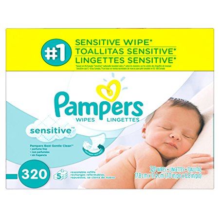 Pampers Baby Wipes Sensitive 5X Refill, 320 count