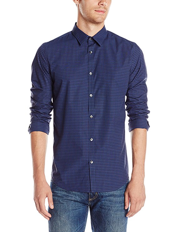 Calvin Klein Men's Slim Fit Check Long Sleeve Non-Iron Button Down Shirt