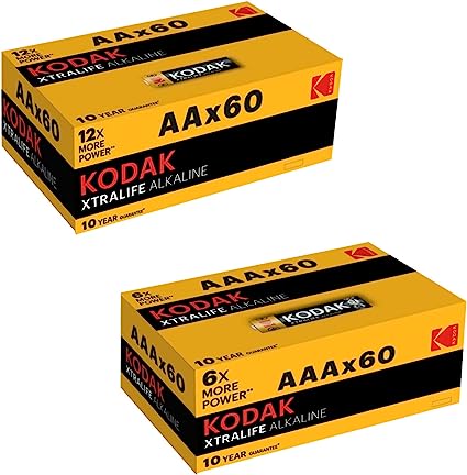 KODAK Xtralife Alkaline AAA Battery (60-Pack) Xtralife Alkaline AA Battery (60-Pack) Bundle (2 Items)