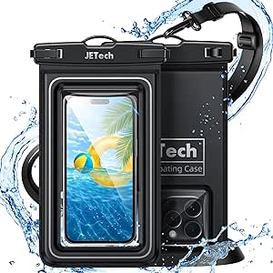 JETech Flotante Bolsa Estanca Móvil, Funda Impermeable para iPhone 15 14 13 12 Pro MAX Plus, Samsung Galaxy S24 S23 S22 Ultra y Otros hasta 7 Pulgadas, Bolsa Seca IPX8 con Cordón, 2 Unidades