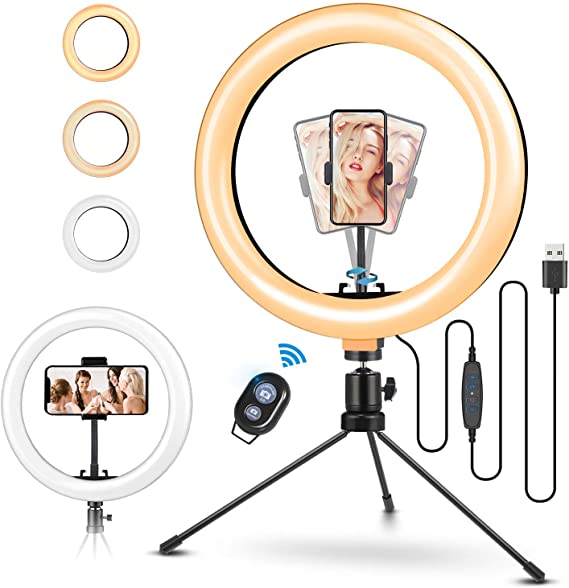 ELEGIANT 10.2" Selfie Ring Light with Tripod Stand, Ring Light with Cell Phone Holder with Remote Ringlight 3 Modes & 11 Brightness for Live Stream Makeup YouTube Tiktok Photography Video Conference