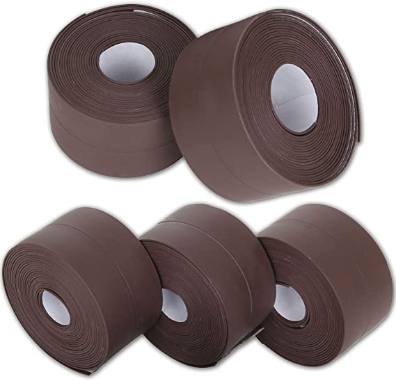 5 Pack Caulk Tape Strips 1.5”x 10.5’ Flexible Self Adhesive Sealing Tape Waterproof Bathroom Caulking Tape for Bathtub Shower Floor Wall Corner Kitchen Sink Gas Stove Countertop