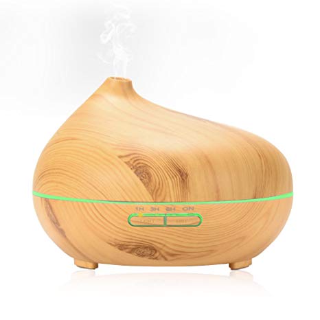 LUNSY Essential Oil Diffuser, Ultrasonic Wood Grain Aromatherapy Diffuser,7 Colors Changing Cool Mist Humidifier with Auto Shut-off /Timer Function
