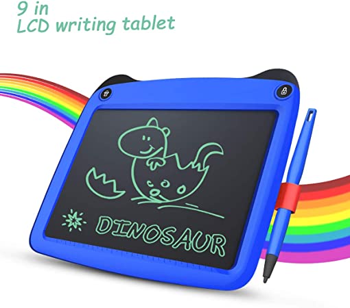 LCD Writing Tablet, 9 Inch Toddler Doodle Board Drawing Tablet, Erasable Reusable Electronic Drawing Pads, Educational and Learning Toy for 2-6 Years Old Boy and Girls (Blue)