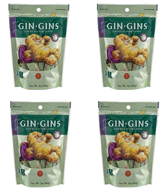 The Ginger People Gin Gins Original Chewy Ginger Candy 3 Ounce (Pack of 4)