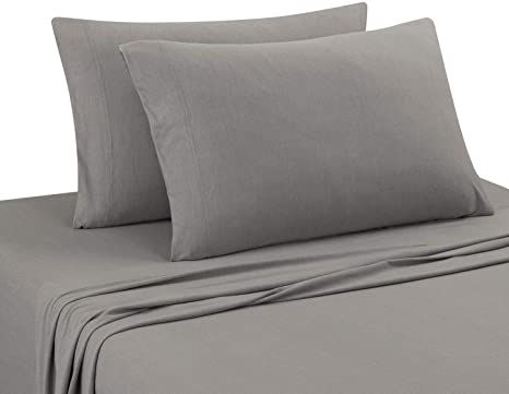 DELANNA Jersey Knit Sheet Set Soft, Breathable, Cotton Rich T-Shirt Weave (Light Grey, King)