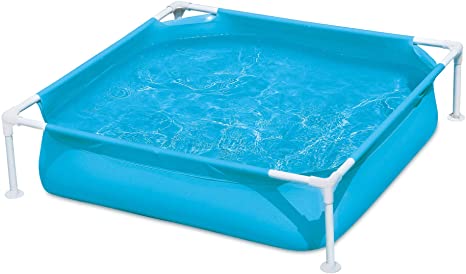 Summer Waves Small Plastic Frame 4ft x 4ft x 12in Kids Toddler Baby Kiddie Swimming Pool, Blue