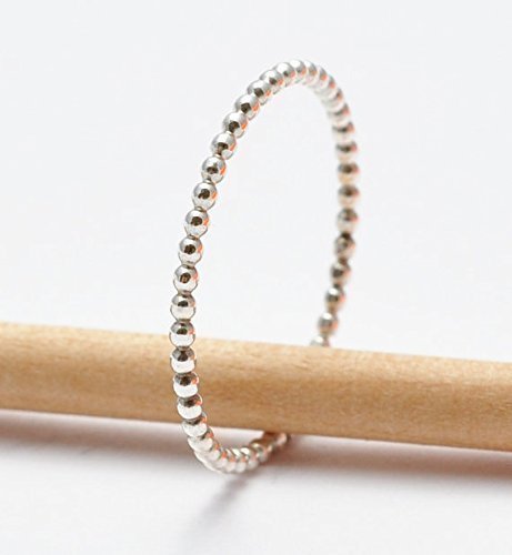 Stackable Rings: Beaded Simple Sterling Silver Band
