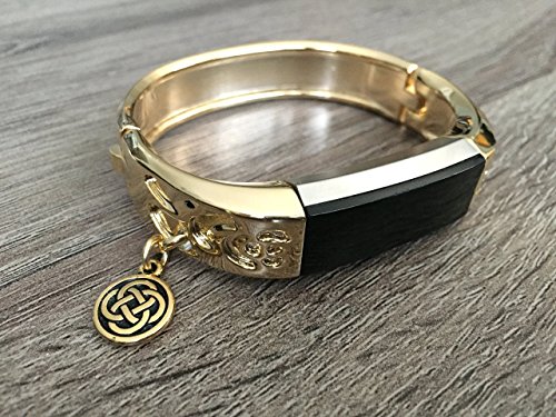 Gold Metal Band For Fitbit Alta & Alta HR Fitness Activity Tracker Flowers Design Jewelry Fitbit Alta/Alta HR Bracelet With Gold Celtic Knots Charm Accessory Bangle