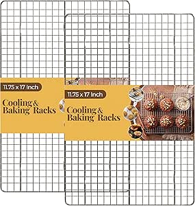 Utopia Kitchen Cooling Racks for Baking, Stainless Steel Wire Cookie Rack Fits Jelly Roll Sheet Pan, Oven Safe for Cooking, Roasting, Grilling - 11.75 x 17 Inches (2 Pack)