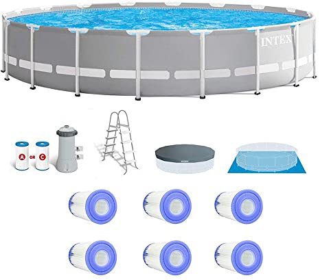 Intex Prism Frame Above Ground 18' x 48" Pool Set w/ 6 Replacement Filters