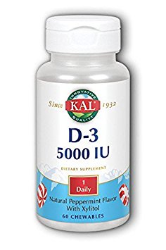 Ultra D3 5000 IU, Peppermint,  Kal 60 Chewable