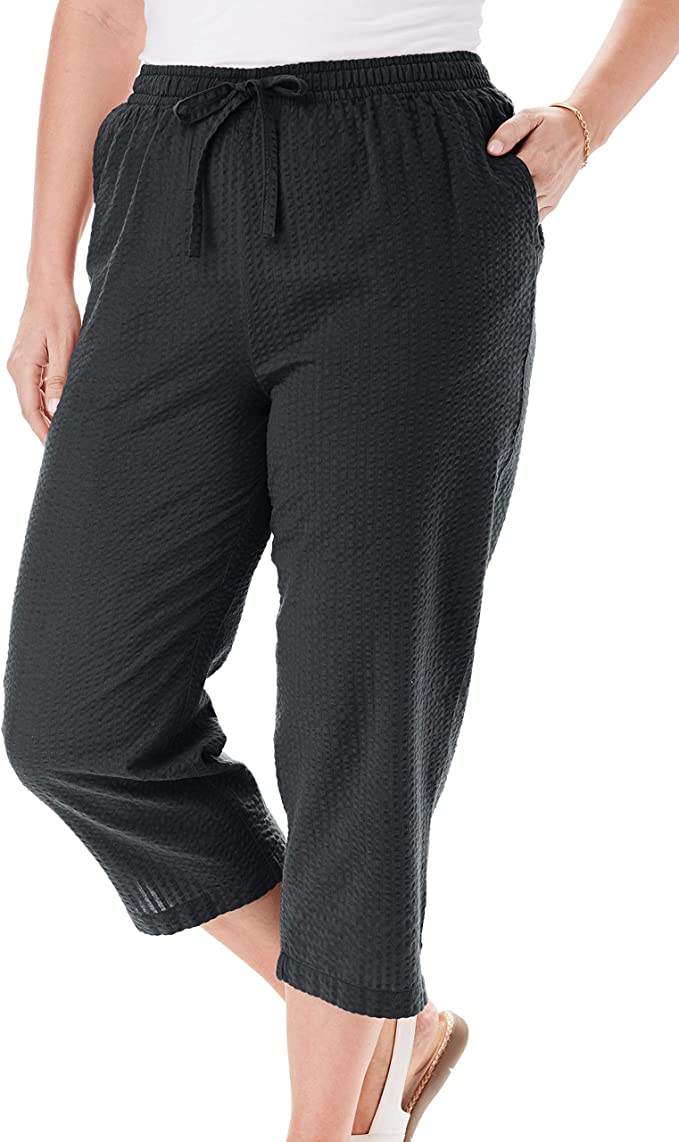 Woman Within Women's Plus Size Seersucker Capri Pant