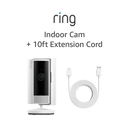 All-new Ring Indoor Cam (2nd Gen), White with 10 ft. USB-A to Micro USB Power Cable