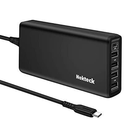 [USB-IF Certified] USB C Charger, Nekteck 5-Port 111W USB Wall Charger with Type-C 87W Power Delivery PD Charger Station Compatible with 2017 MacBook Pro, Pixel 3/2/XL Galaxy S9 Plus iPad Pro 2018