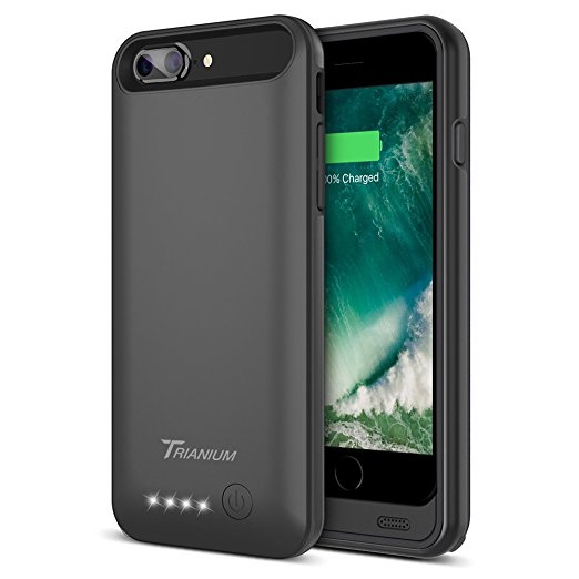 iPhone 7 Plus Battery Case, Trianium Atomic Pro iPhone Portable Charger iPhone 7 Plus 2016 Charging Case [Black] 4200mAh Extended Battery Pack Power Cases Juice Bank Cover[MFI Apple Certified]