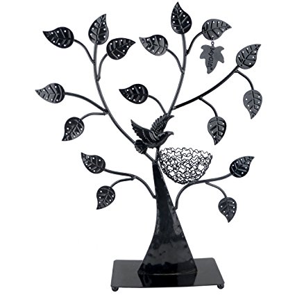 Jewelry Tree Bird Nest Black Table Top Décor 48 pair Earrings Holder / Bracelets Necklace Organizer Stand Display Tower