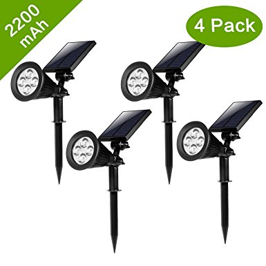 [New Version 2 Modes] HKYH 200 Lumens 2-in-1 Solar Powered LED Landscape Lighting Solar Wall Lights Waterproof Outdoor Landscaping Lights Bulb Spotlight for Tree Flag Driveway Yard Lawn Pathway Garden