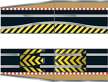 Scalextric C8511 Track Extension Pack - 1x Leap (Ramp Up and Ramp Down) 2 Straight 2 Side Swipes Borders Barriers