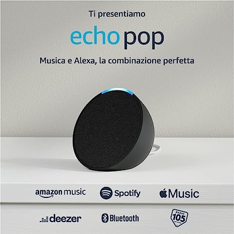 Ti presentiamo Echo Pop | Altoparlante Bluetooth intelligente con Alexa, compatto e dal suono potente | Antracite