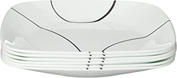 Corelle Square Simple Lines Lunch Plate Set, 6 Pack